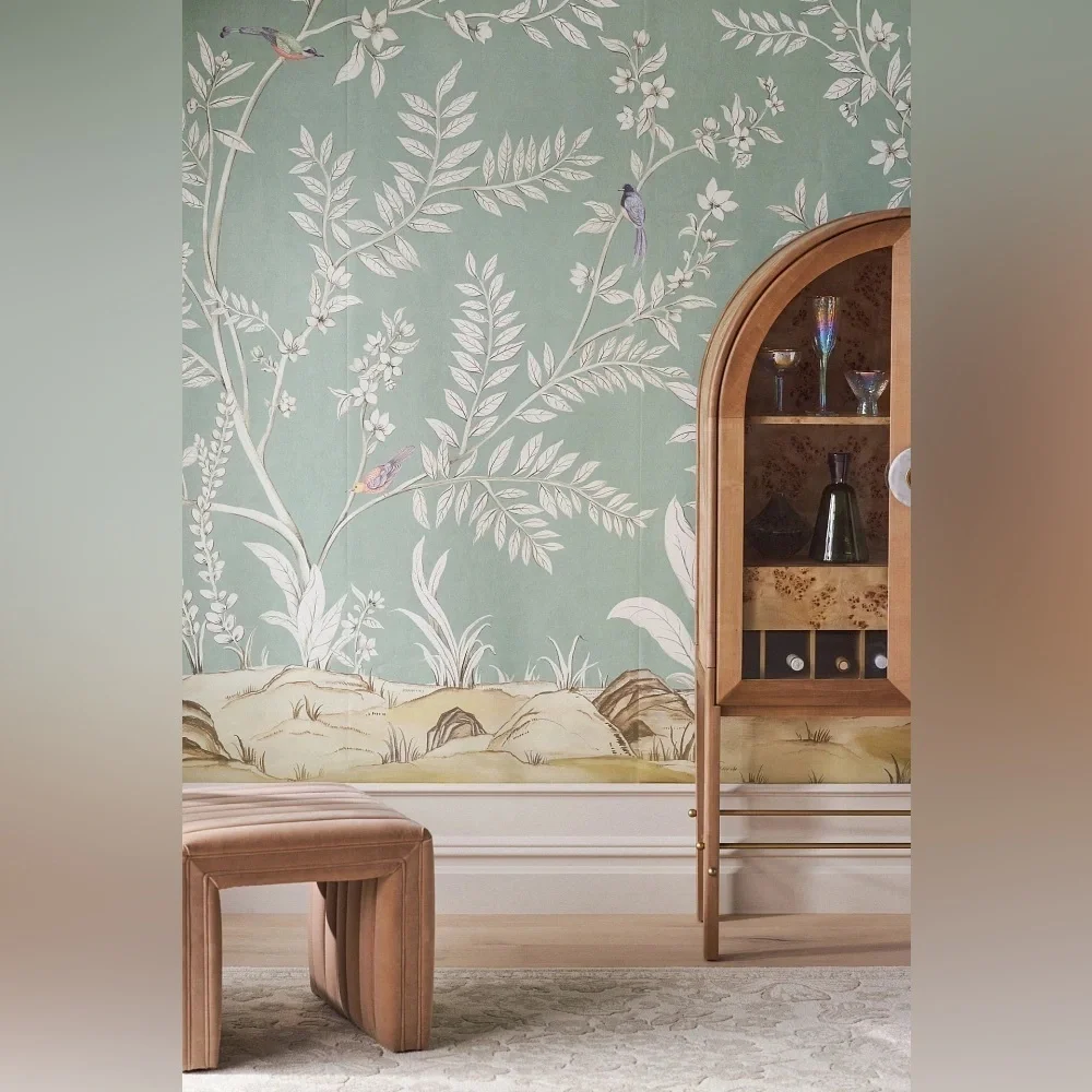 Anthropologie Vining Beauty Floral Green Wall Mural